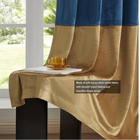 BULBUL  Velvet Curtains 2 Panels - Picture 4 of 5